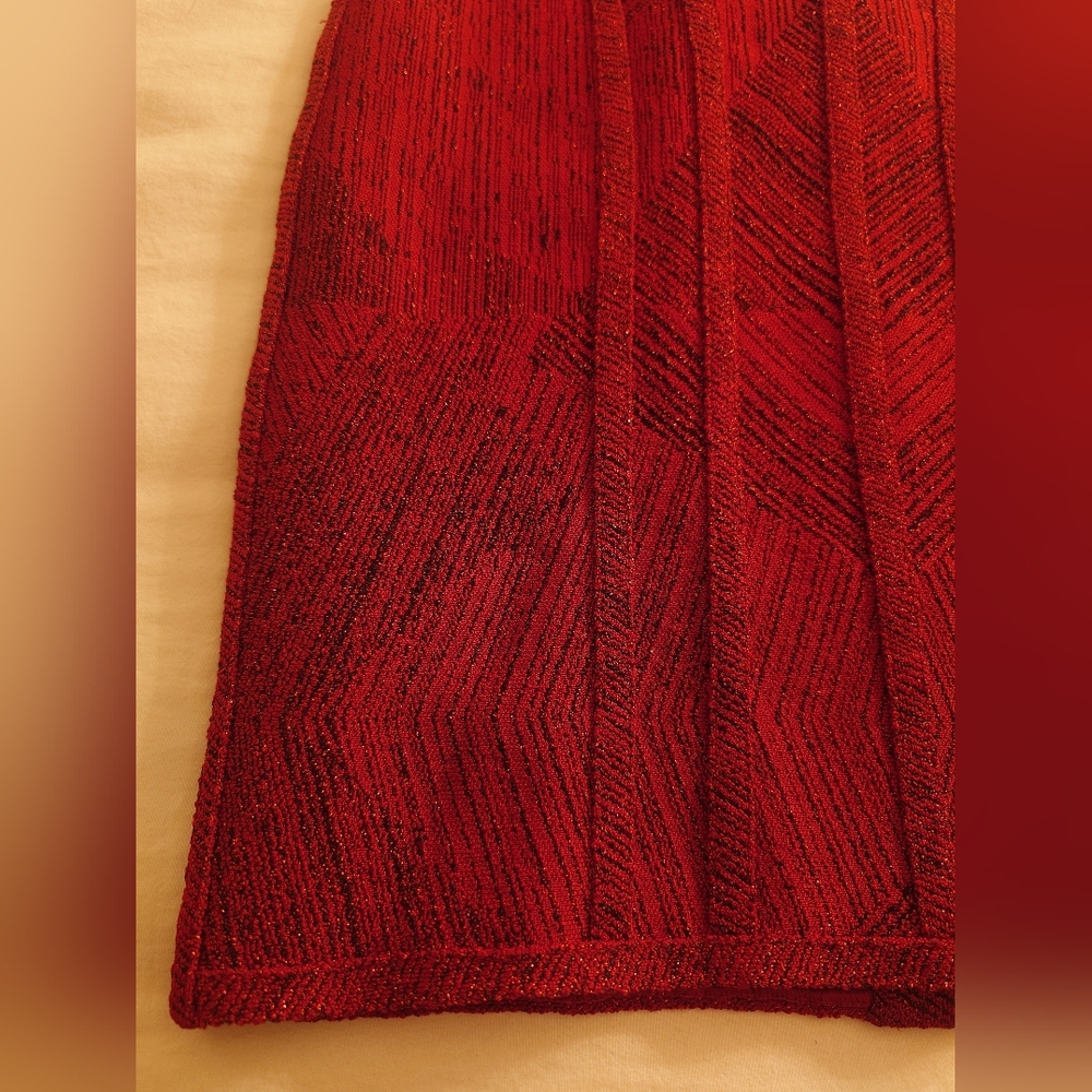 NWT Shimmery Wine Red HERVE LEGER Holiday Bodycon Icon Bandage Dress XS Sparkles - Picture 7 of 13